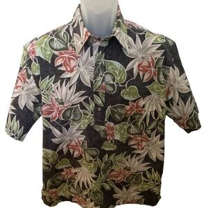 ONO & Company Reverse Print Aloha Hawaiian Tropical Floral Shirt Men L Large